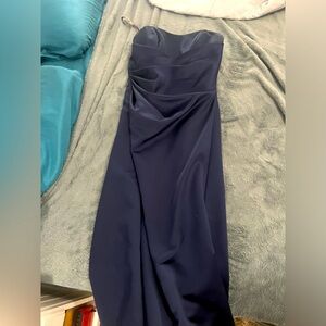 Alfred Angelo Long A-Line Satin Bridesmaid Dress 6493